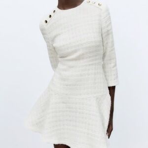 NEW Zara | White Tweed Dress